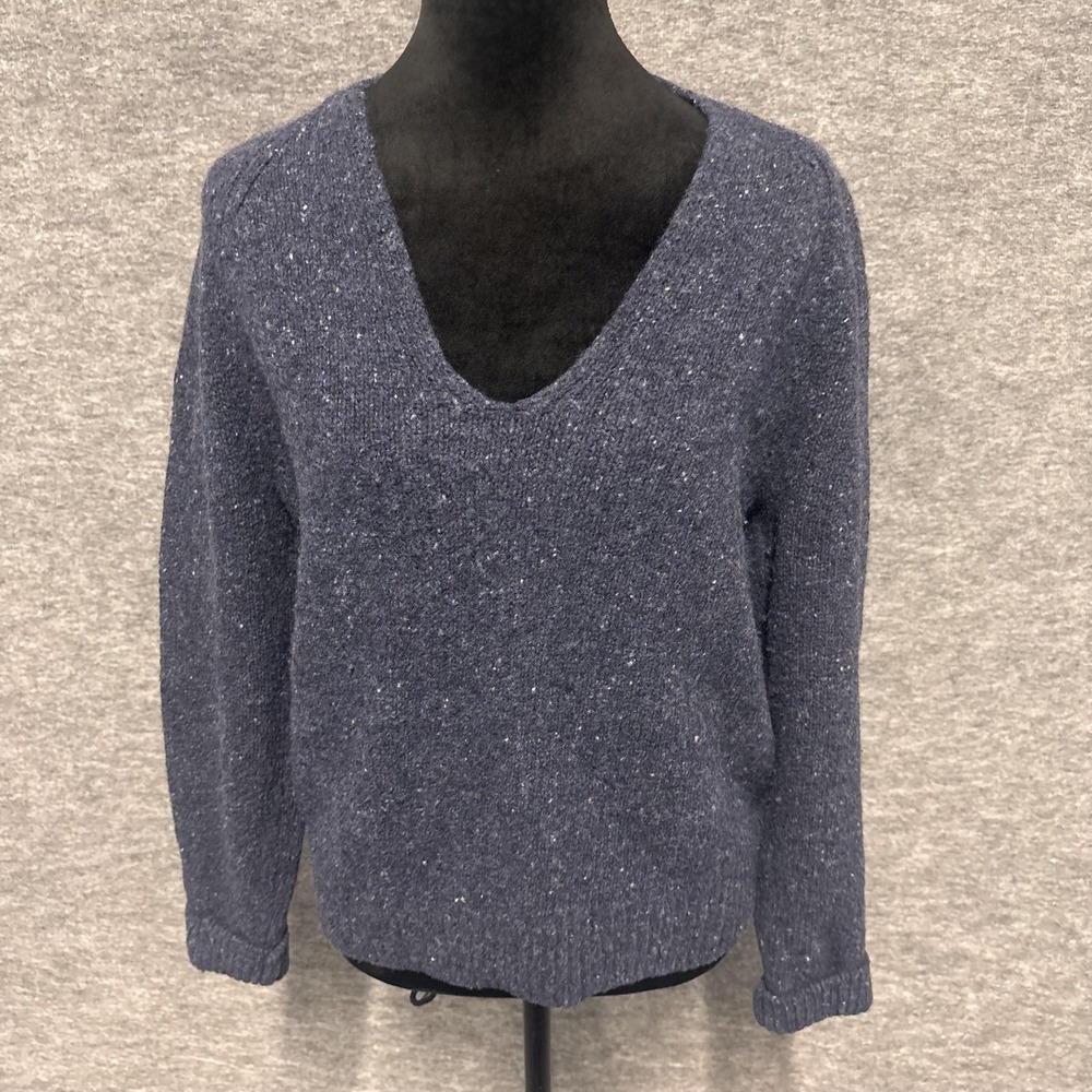 Vince Sweater Womens Medium Blue‎ Wool Alpaca V Neck Long Sleeve Knit Pullover